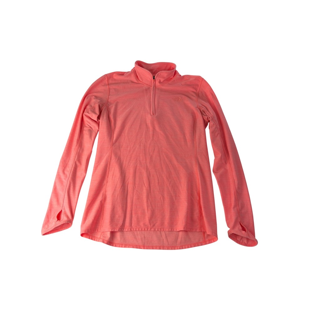 The North Face 1/4 Zip Shirt Womens Large Pullover Thumbhole Coral Pink Outdoor
